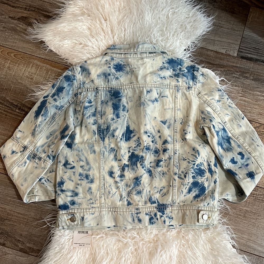 🥳HP🥳 Free People Rumors Denim Jacket Jones Tie Dye Blue - Picture 7 of 11